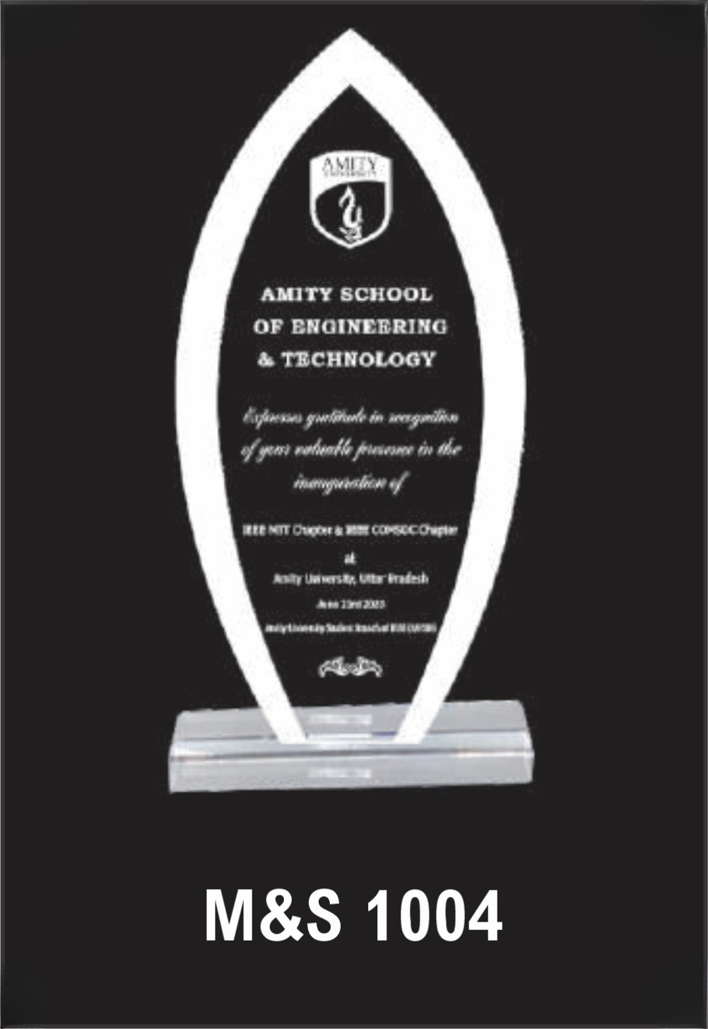 Laser Etched Acrylic Modal Number M&S 1004