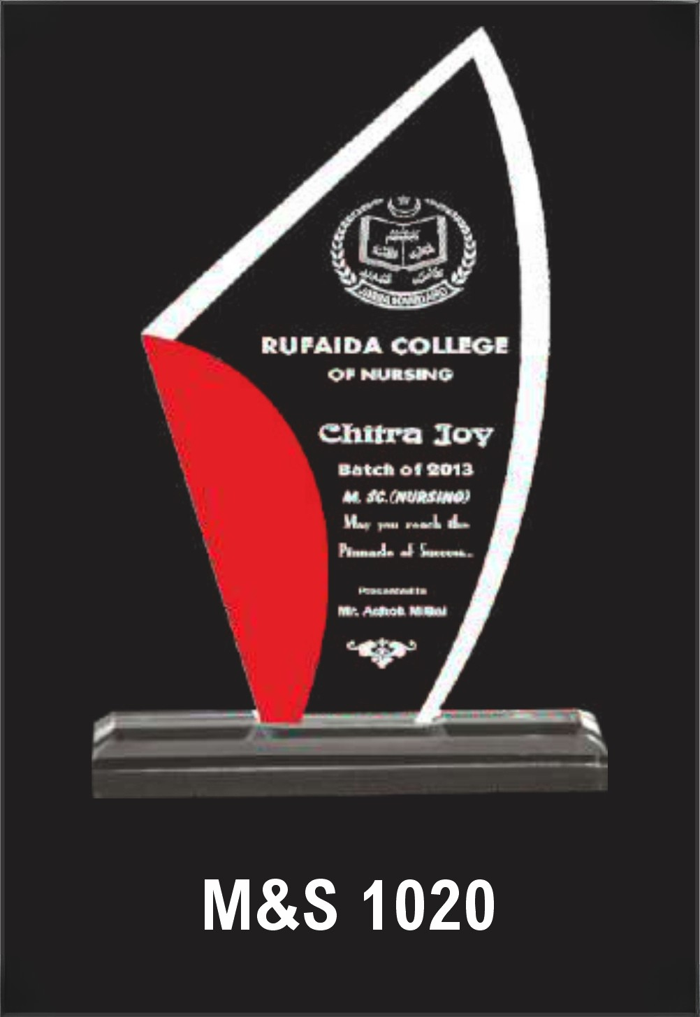 Laser Etched Acrylic Modal Number M&S 1020